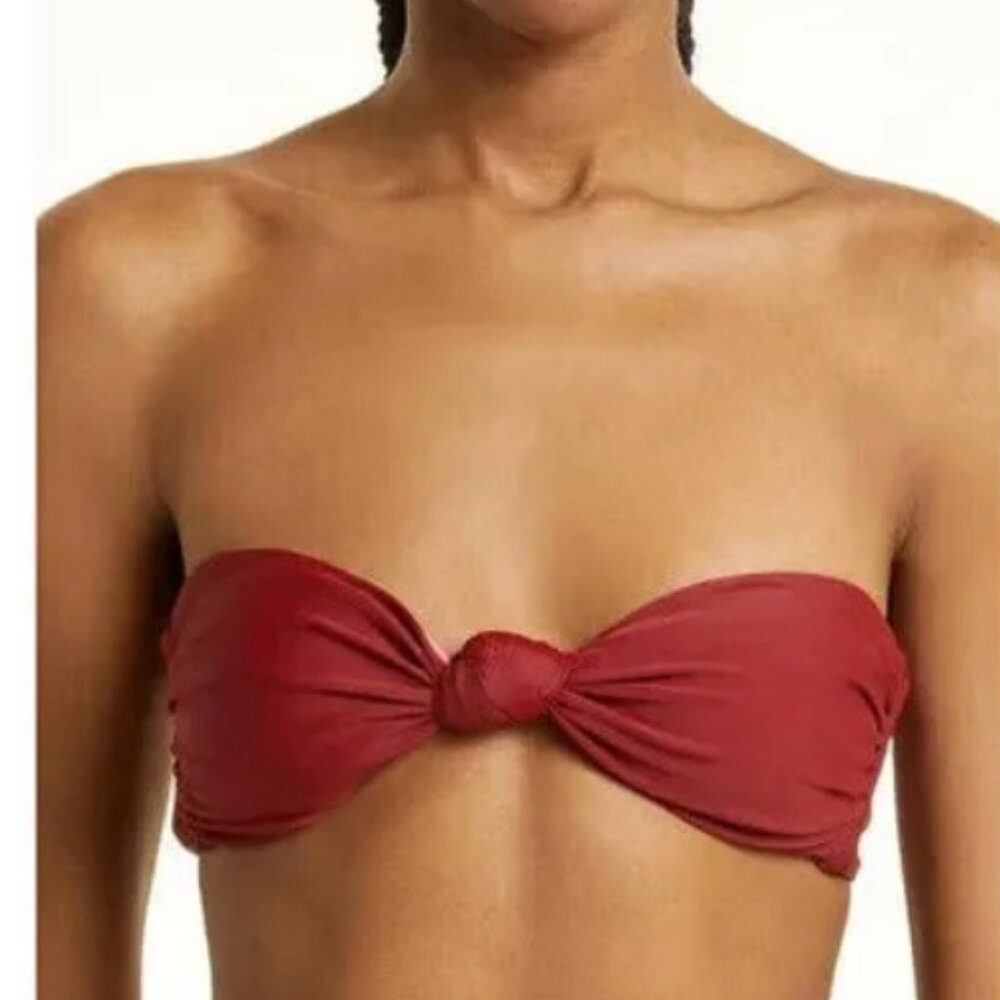 Veronica Beard Red Knot Bandeau Bikini Top